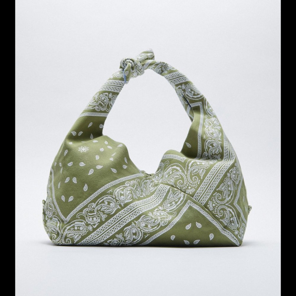 Zara Bandana Midi Bucket Bag Green